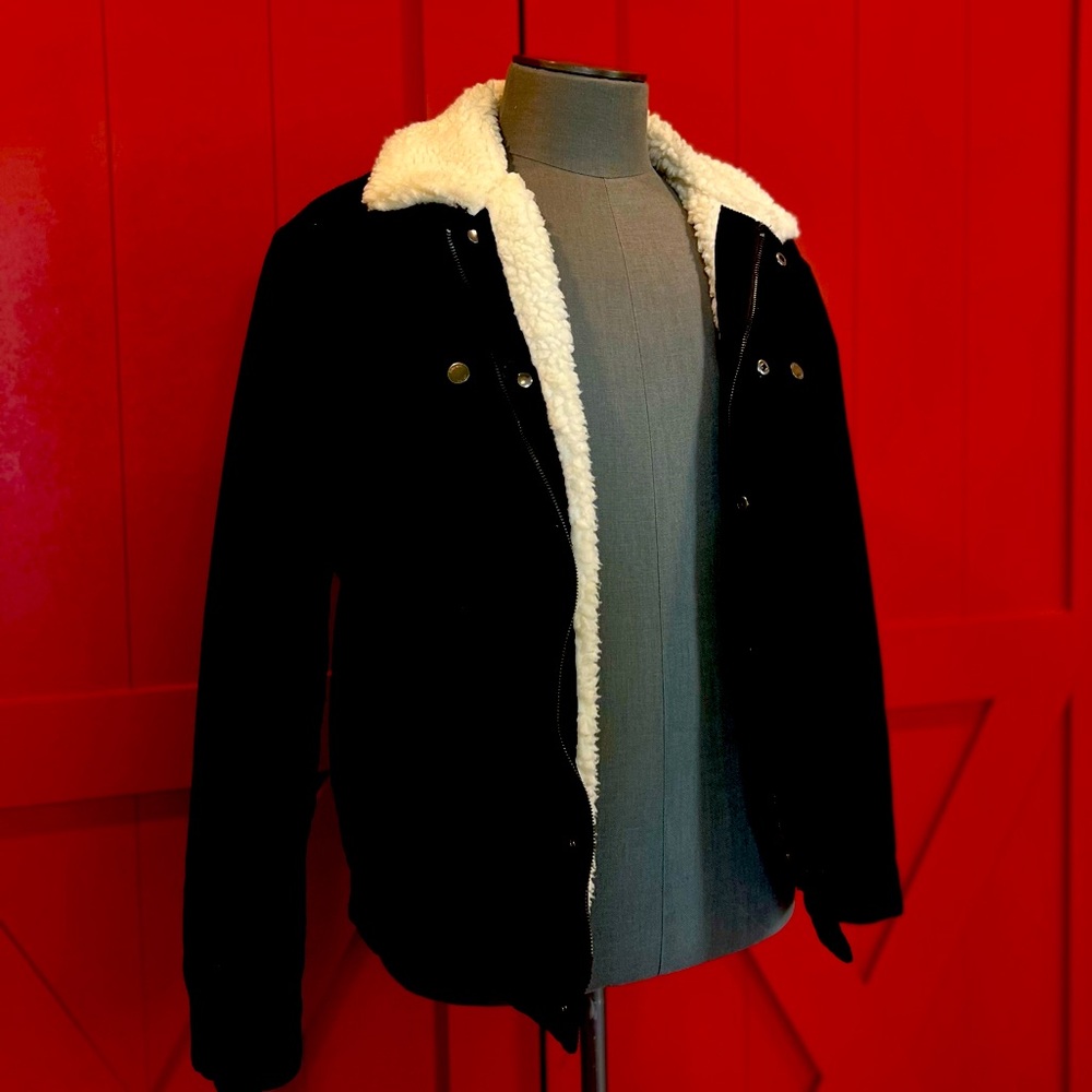 Zara Men’s Black Corduroy Jacket With Teddy Inside